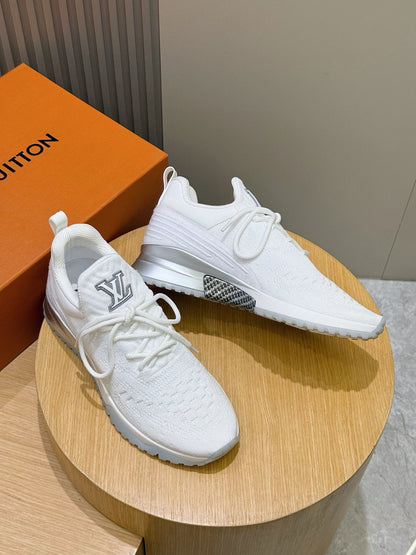 LV New Runner Knit Sneakers With Silver-Tone Initials
