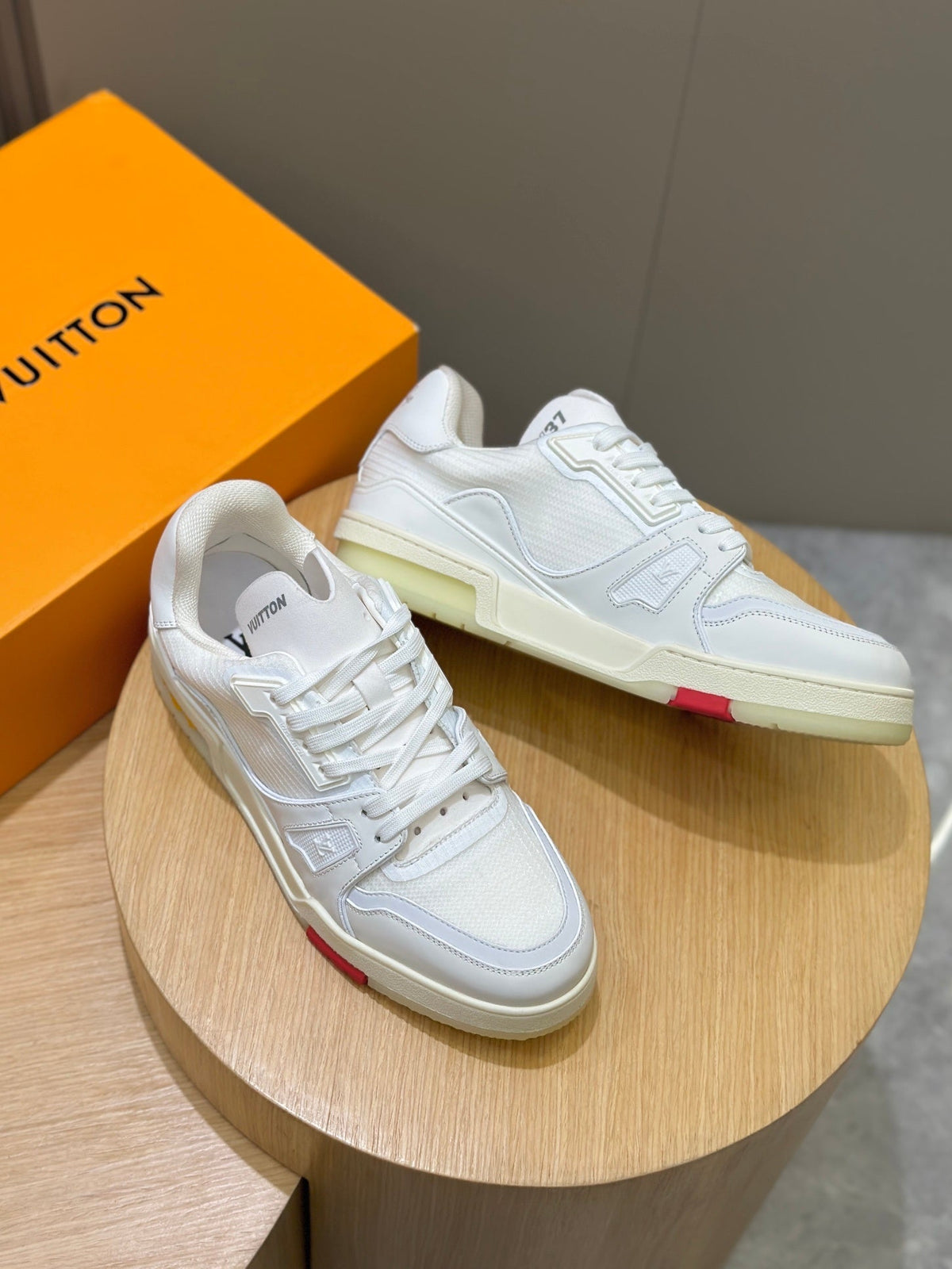 White LV Trainer Sneakers