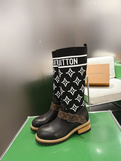 Bold Monogram-Knit Sock