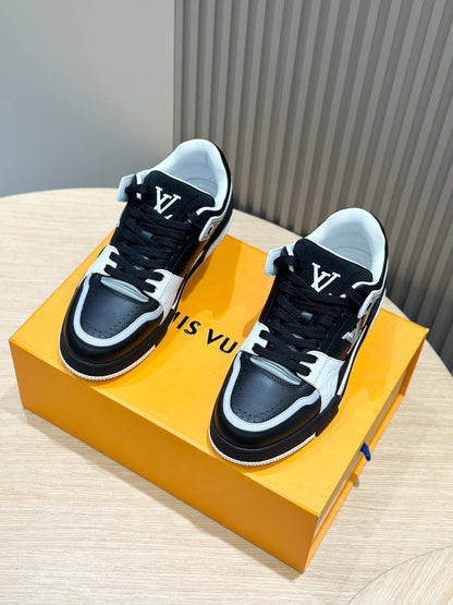 LV Trainer Sneakers In Black, Gray And White Colorway