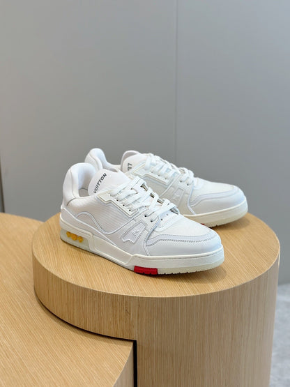 White LV Trainer Sneakers