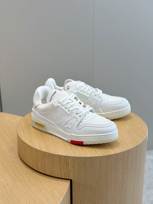 White LV Trainer Sneakers