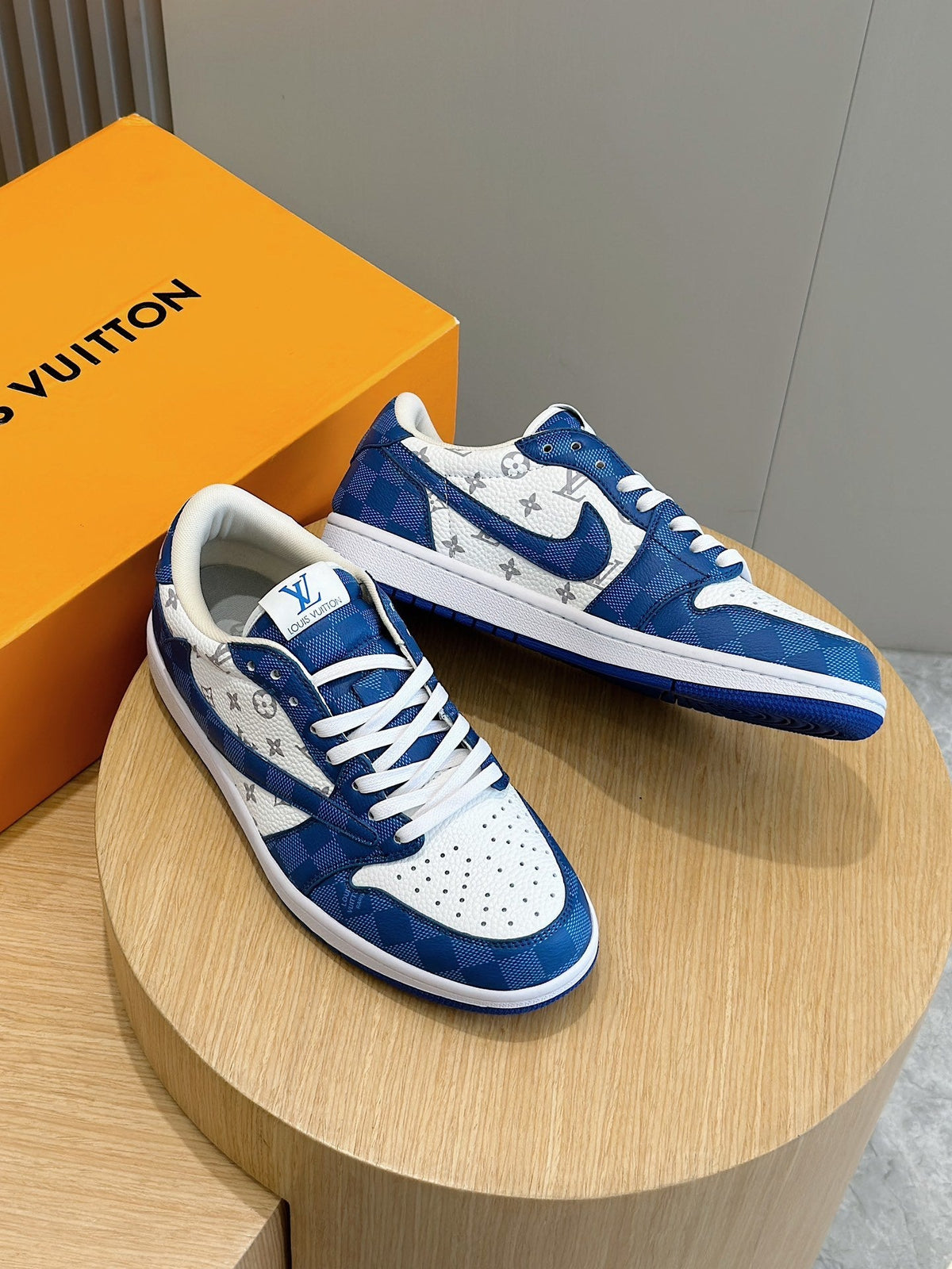 LV Monogram Denim Pattern Trainer Sneakers