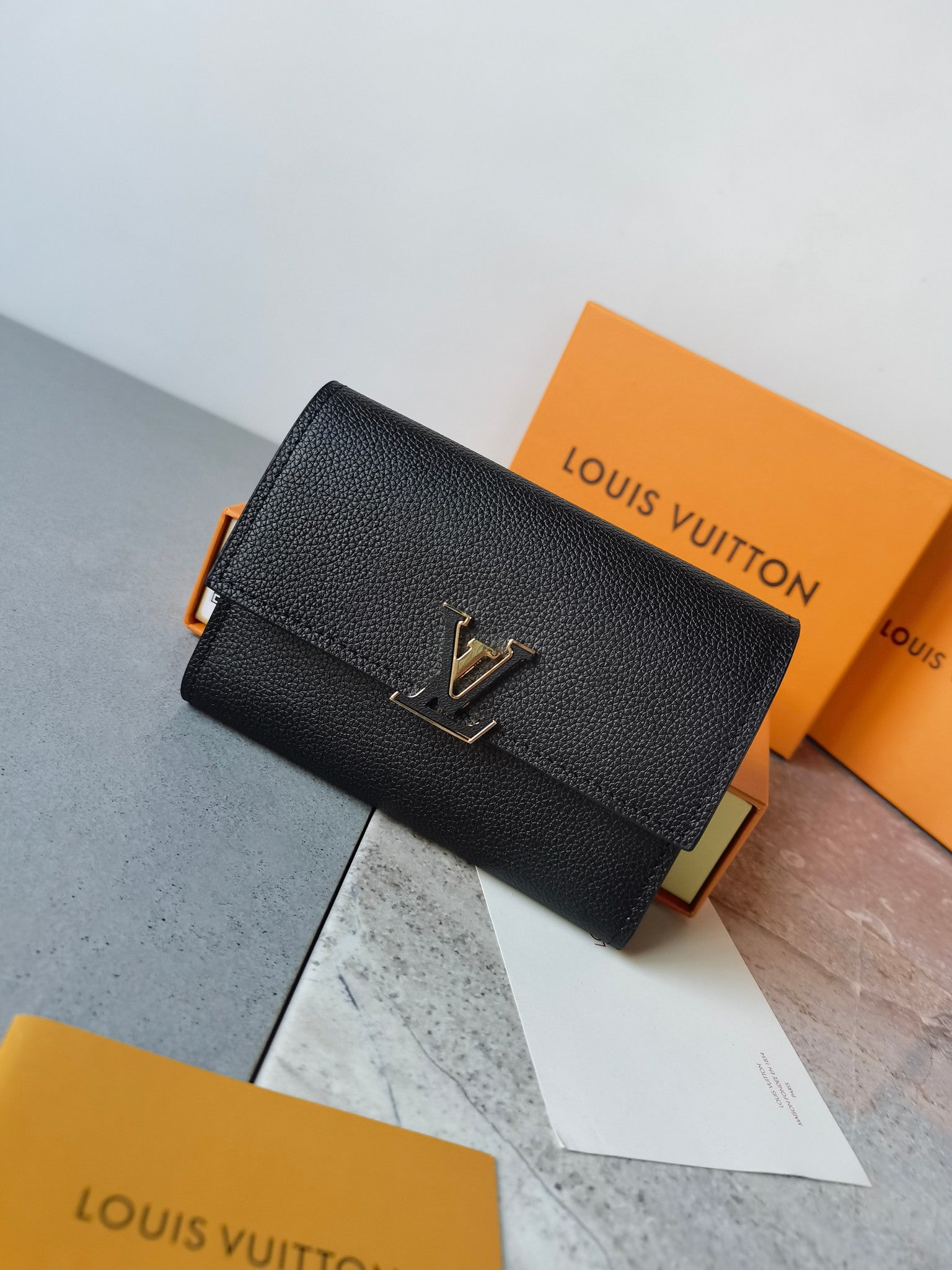 Compact Fold Wallet with Metal Logo Accent