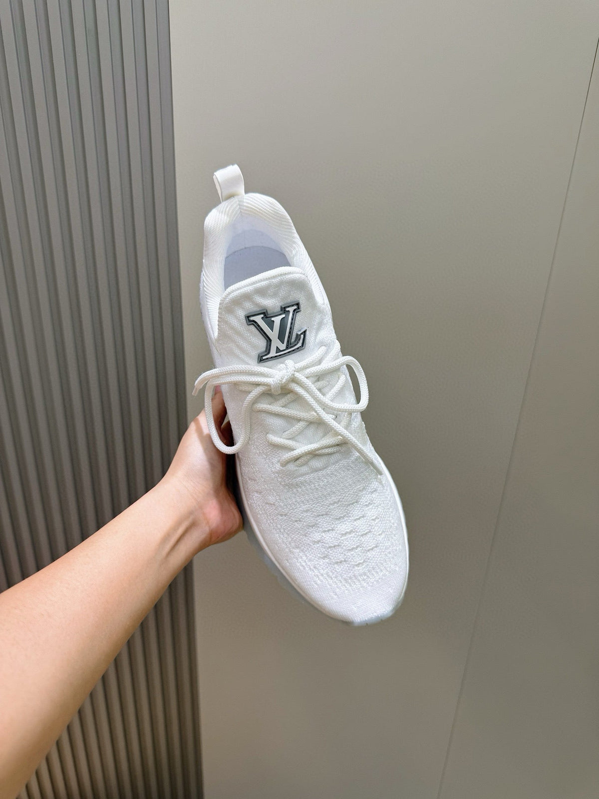 LV New Runner Knit Sneakers With Silver-Tone Initials