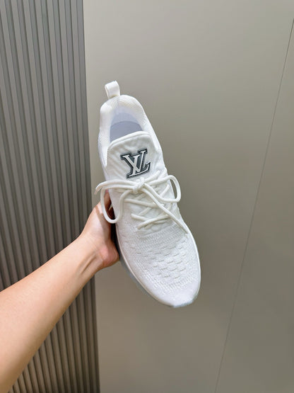 LV New Runner Knit Sneakers With Silver-Tone Initials