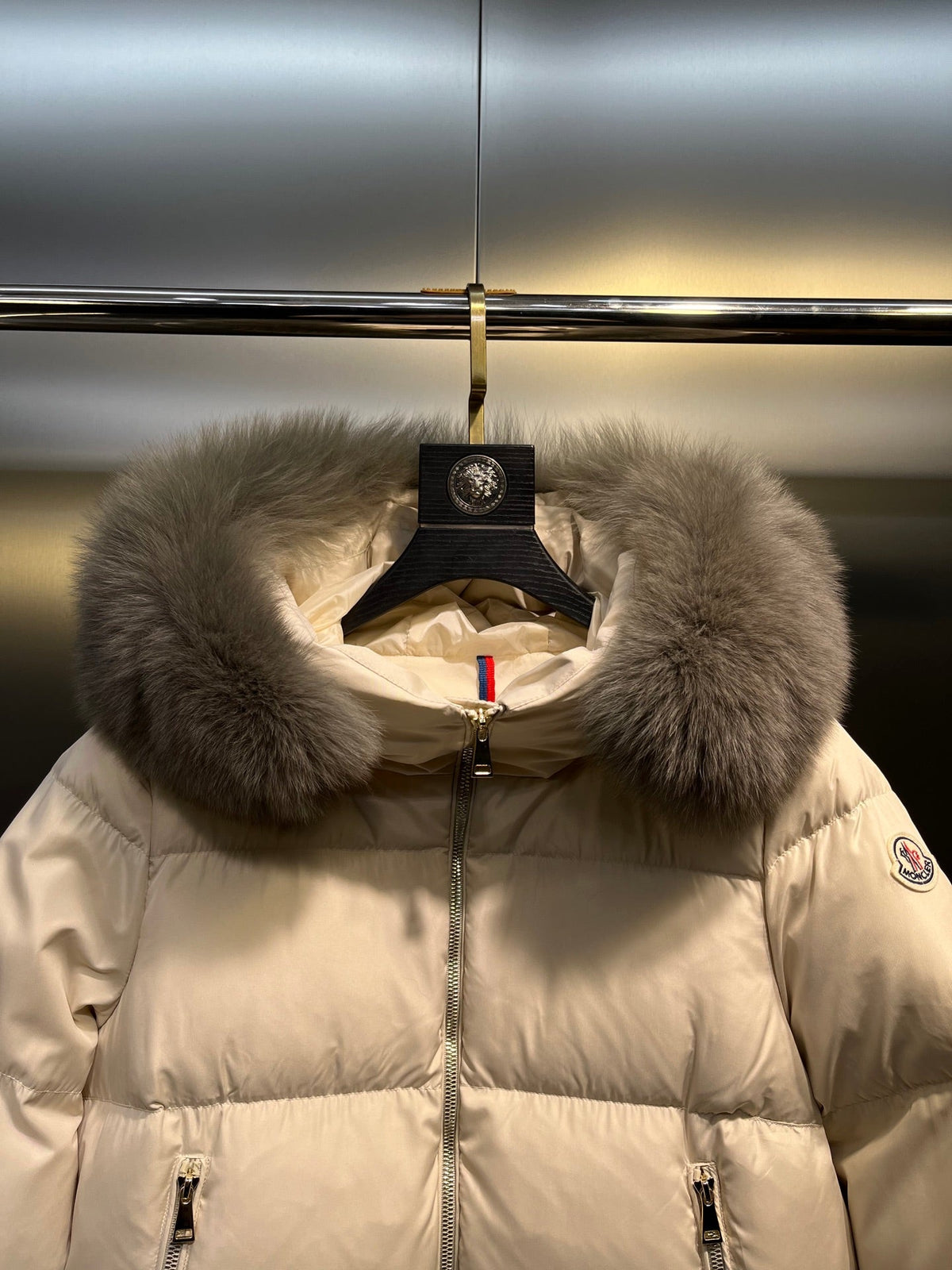 Shearling-Trimmed Short Down Jacket