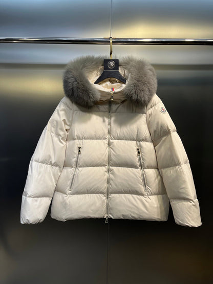 Shearling-Trimmed Short Down Jacket