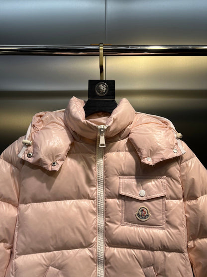 Andro Hooded Short Down Jacket In Pink