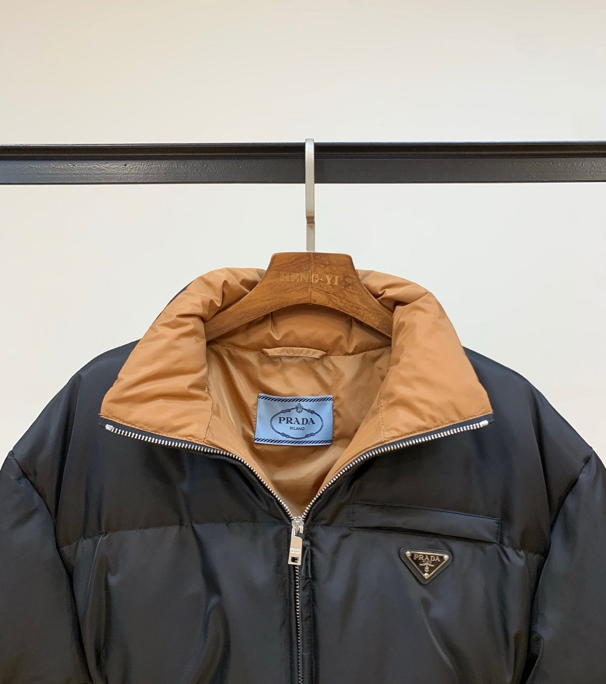 Re-Nylon Down Coat Belted Down Jacket In Black