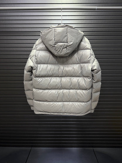 Gray Puffer Jacket Featuring Boudin Quilting And The Sleeve Logo Patch