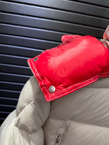 Poirier Puffer Jacket In White And Red
