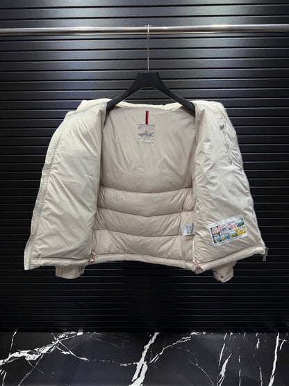 Poirier Puffer Jacket In White And Red