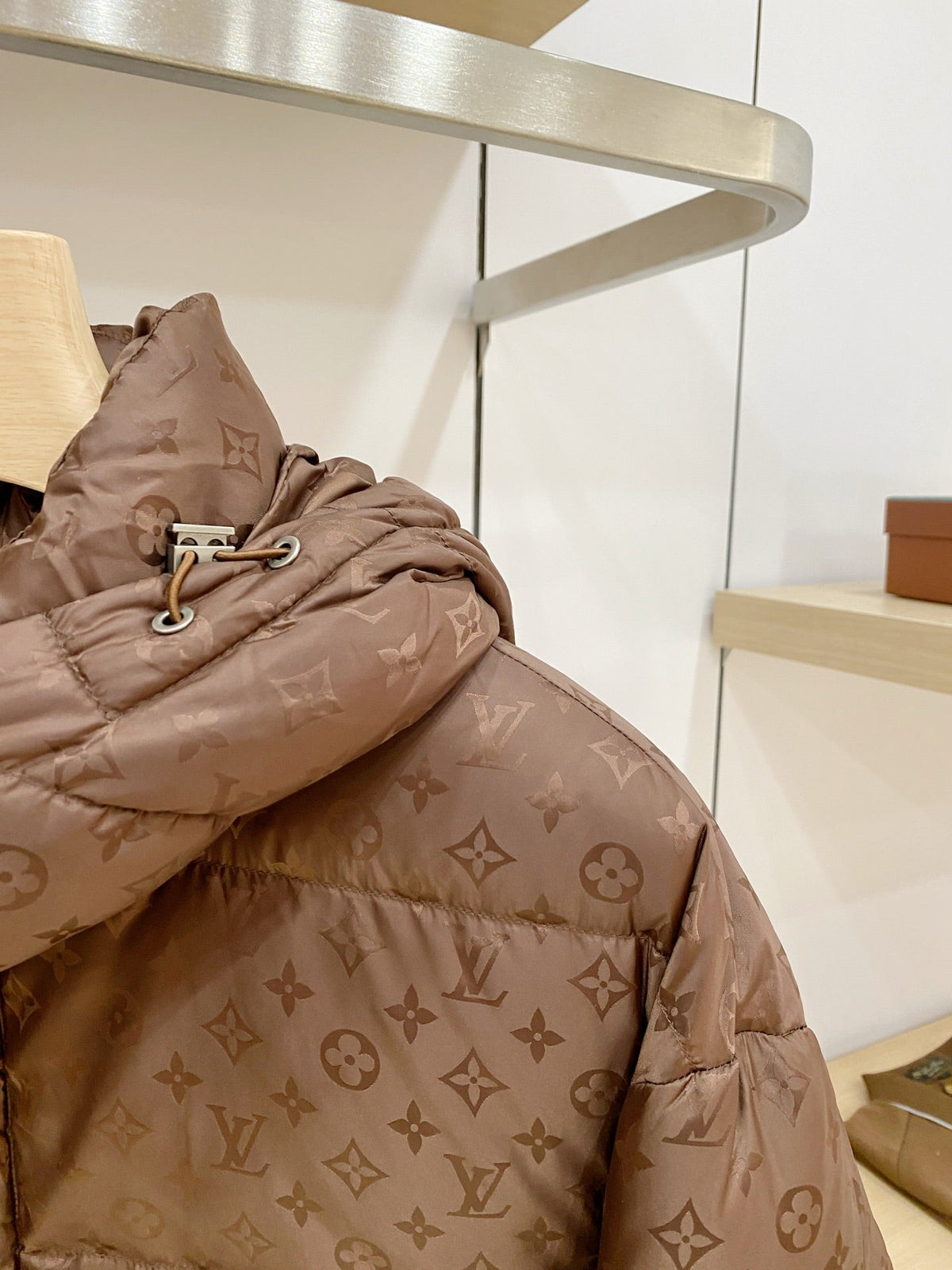 Dark Brown Puffer Jacket Down Blouson