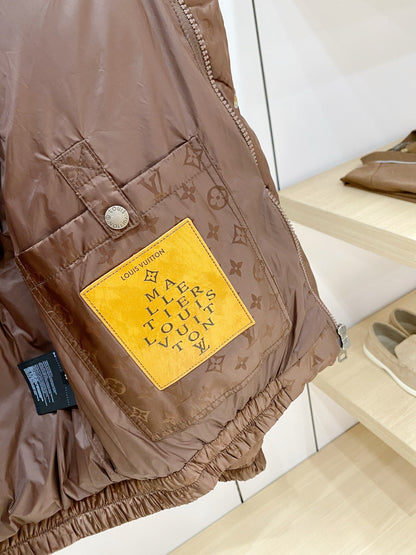 Dark Brown Puffer Jacket Down Blouson