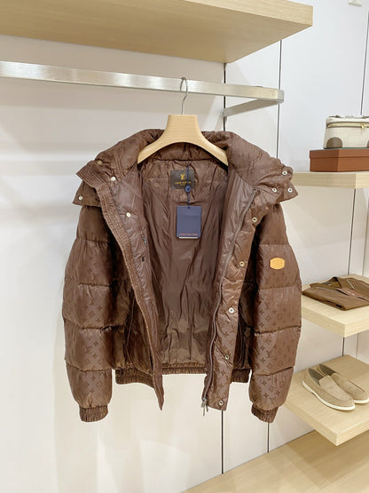 Dark Brown Puffer Jacket Down Blouson