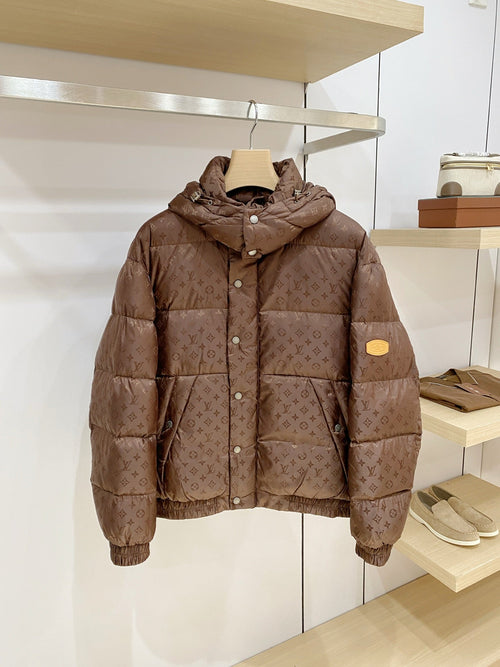 Dark Brown Puffer Jacket Down Blouson