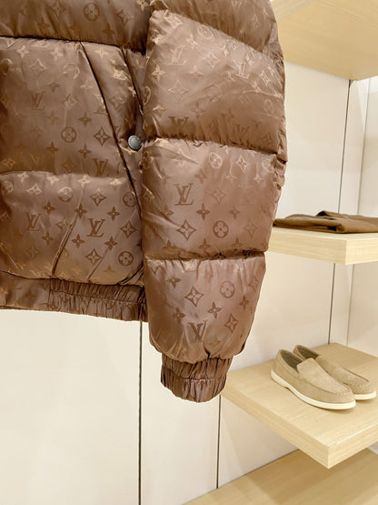Dark Brown Puffer Jacket Down Blouson
